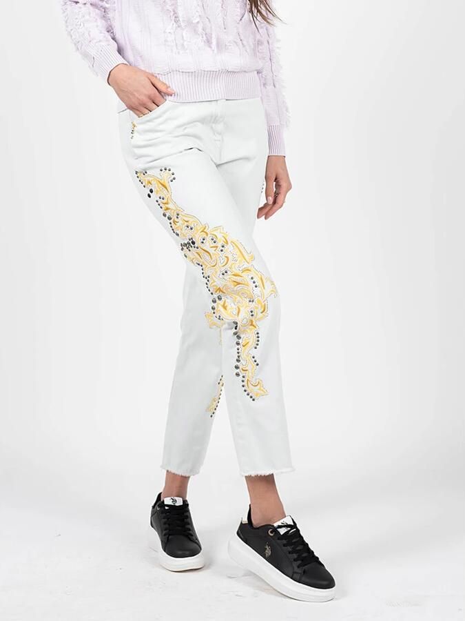 PATRIZIA PEPE Stijlvolle Mom Fit Jeans met Schitterende Details Blauw Dames - Foto 4