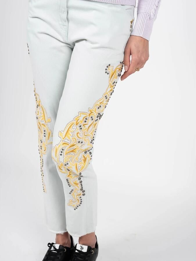 PATRIZIA PEPE Stijlvolle Mom Fit Jeans met Schitterende Details Blauw Dames - Foto 5