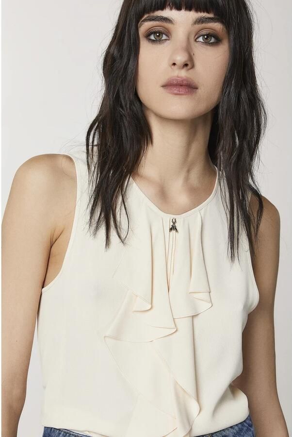 PATRIZIA PEPE Stijlvolle Gerimpelde Top Beige Dames - Foto 3