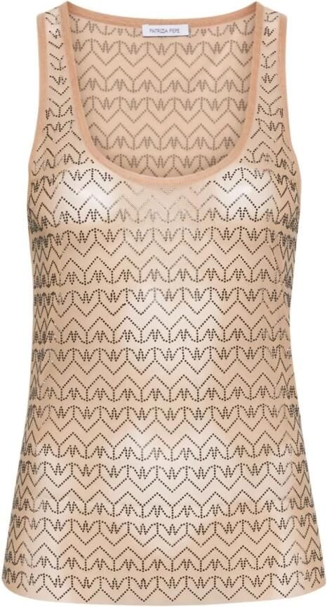 PATRIZIA PEPE Witte T-shirts en Polos met Strass Applicaties Beige Dames