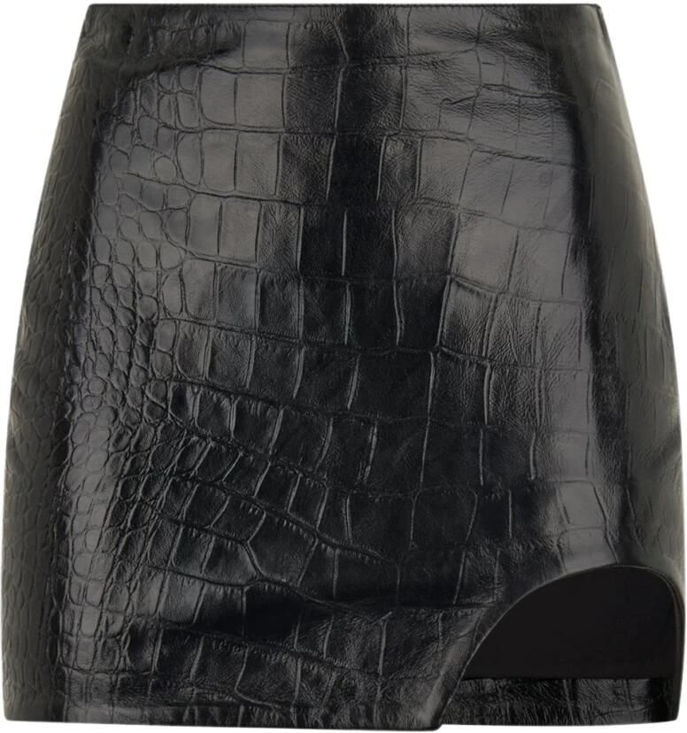 PATRIZIA PEPE Zwarte leren rok met zijsplit Black Dames