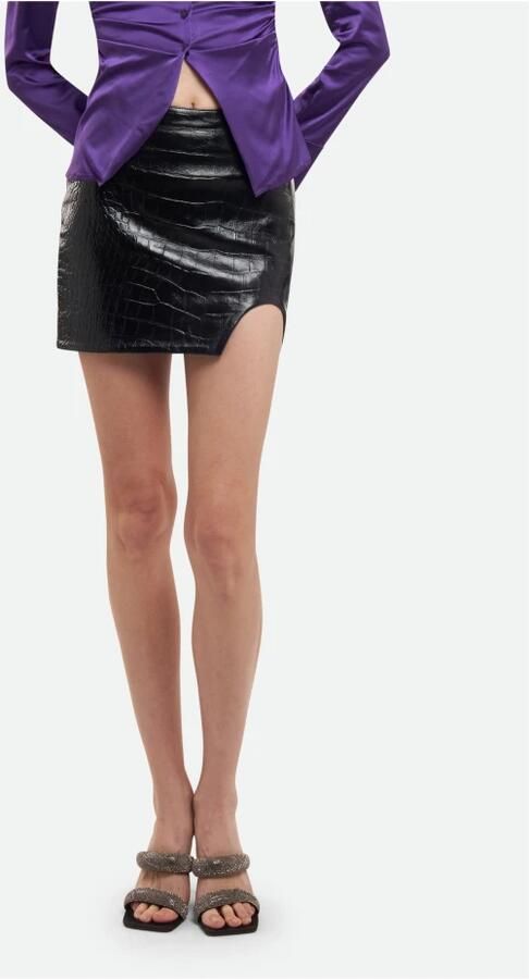 PATRIZIA PEPE Zwarte leren rok met zijsplit Black Dames - Foto 4