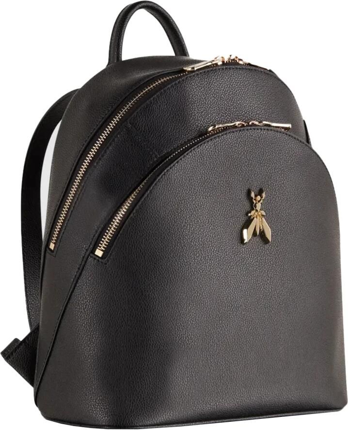 PATRIZIA PEPE Stijlvolle Front Zip Rugzak met Gouden Metalen Logo Black Dames - Foto 4