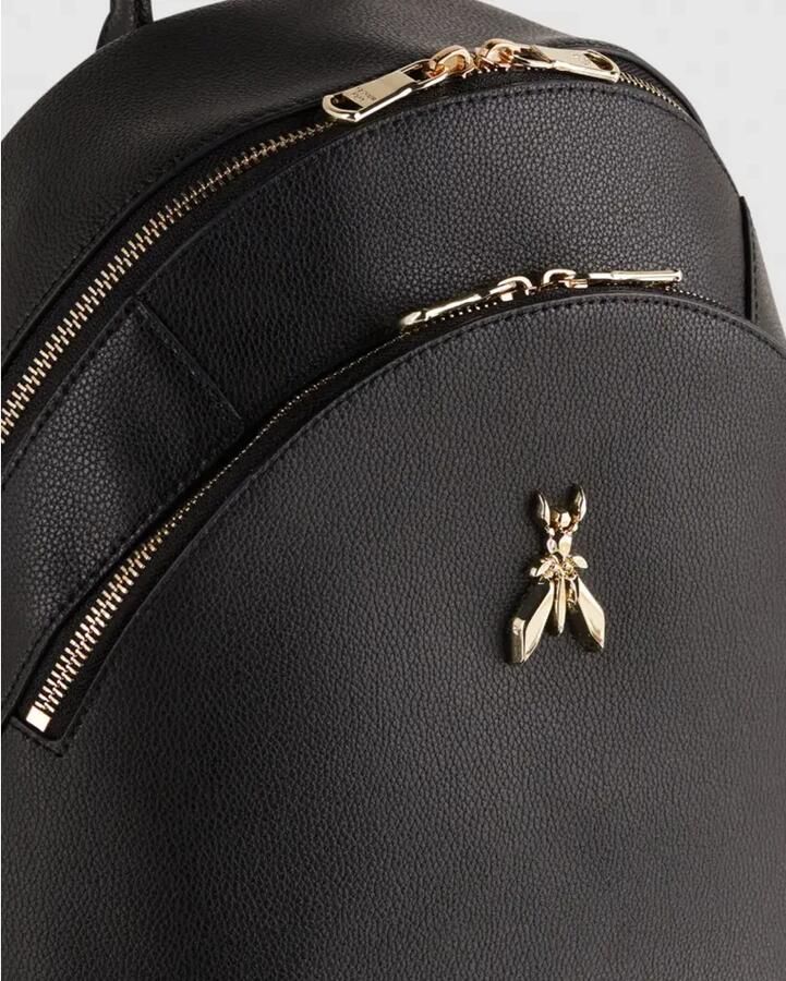 PATRIZIA PEPE Stijlvolle Front Zip Rugzak met Gouden Metalen Logo Black Dames - Foto 3