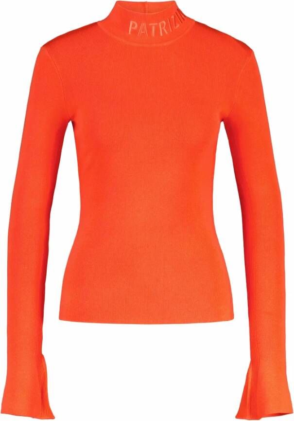 PATRIZIA PEPE Pullover met opstaande kraag en logo borduursel Orange Dames