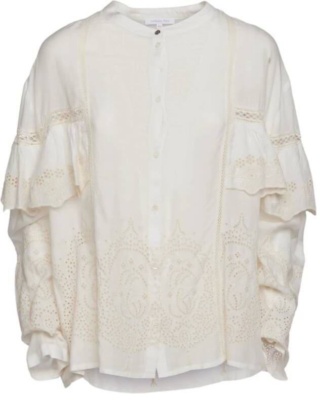 PATRIZIA PEPE Witte Blouse met Ruchedetail White Dames
