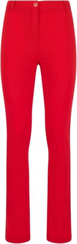 PATRIZIA PEPE Slim Fit Rode Broek met Zijband Detail Rood Dames