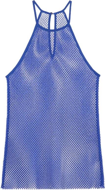 PATRIZIA PEPE Sprankelende mouwloze top van mesh Blauw Dames
