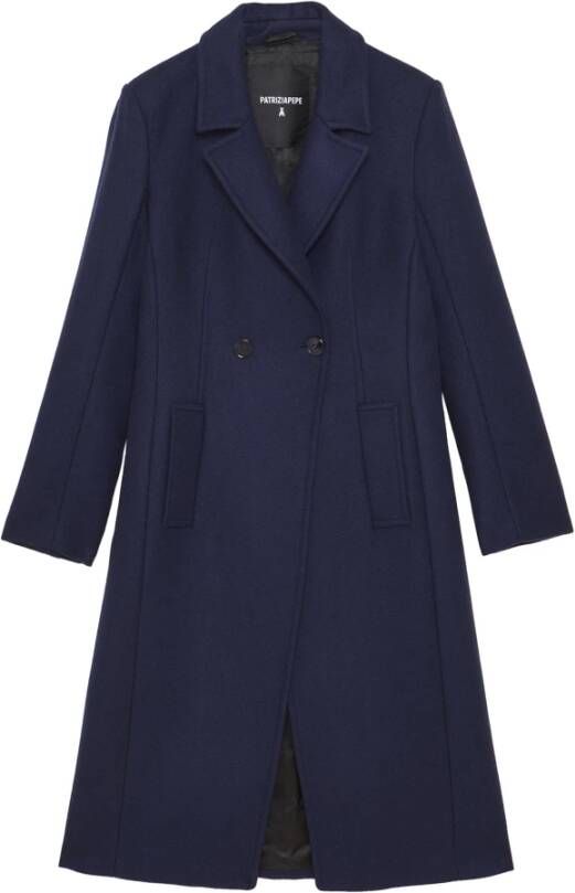 PATRIZIA PEPE Coat Essential Double Breasted Coat Blue Dames