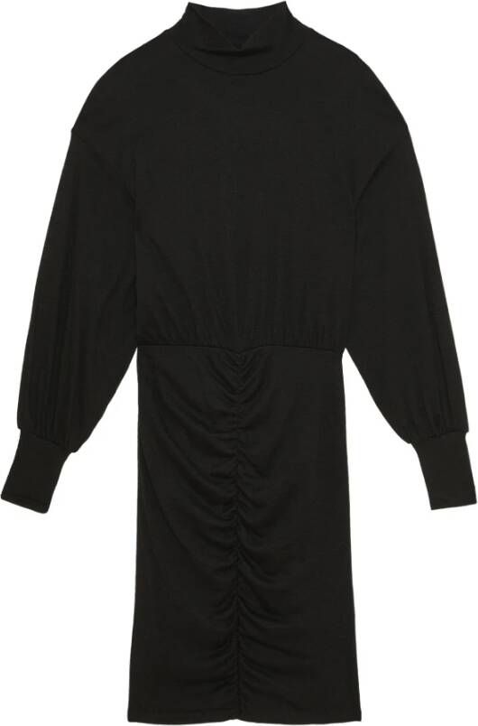 PATRIZIA PEPE Zwarte jurk met lange mouwen en centrale ruches Black Dames