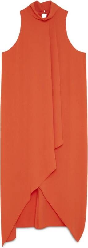 PATRIZIA PEPE Draag de hooggesloten asymmetrische jurk Orange Dames