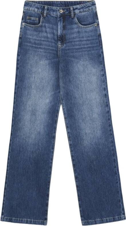 PATRIZIA PEPE Broek met hoge taille brede bodem jeans Blue Dames