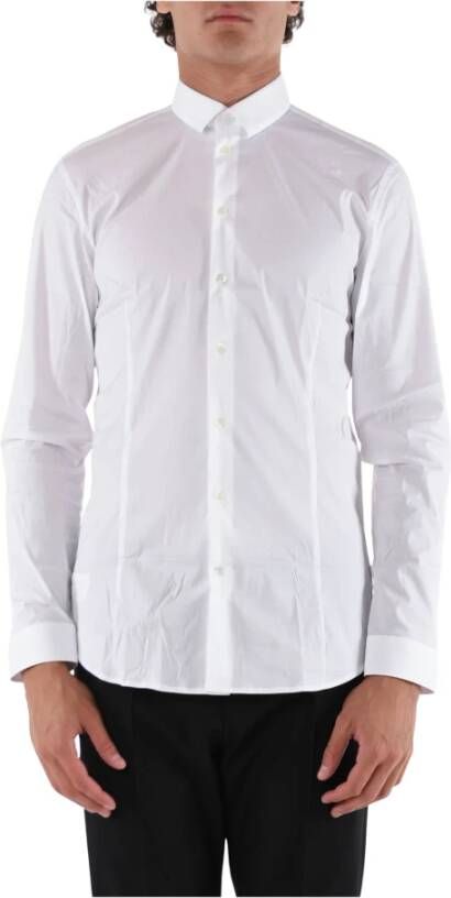 PATRIZIA PEPE Stretch poplin overhemd met slim fit White Heren