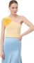 PATRIZIA PEPE Gele Katoenen Top met Decoratieve Veren Yellow Dames - Thumbnail 1