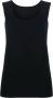 PATRIZIA PEPE Zwarte tanktop met brede schouders lasergesneden logo Black Dames - Thumbnail 1