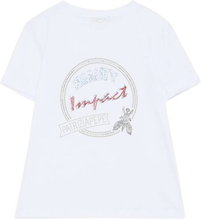 PATRIZIA PEPE Trendy T-shirt met slogan White Dames