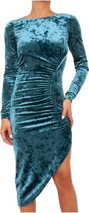 PATRIZIA PEPE Velour Dress With Chain Blauw Dames