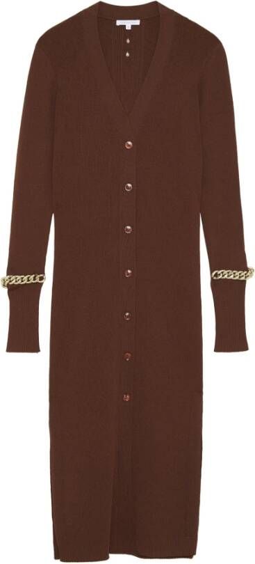 PATRIZIA PEPE Verfijnde Viscose-Blend Cardigan Bruin Dames