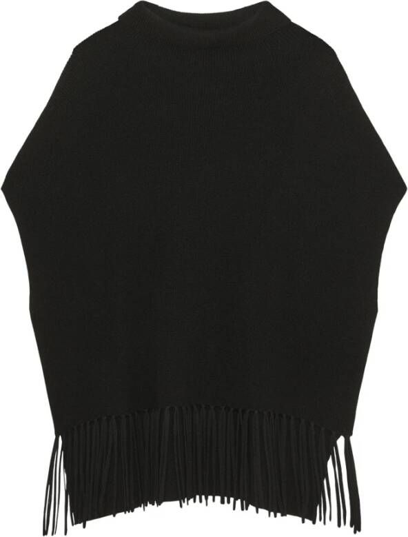 PATRIZIA PEPE Lana de poncho Wollen Poncho Omslag Black Dames