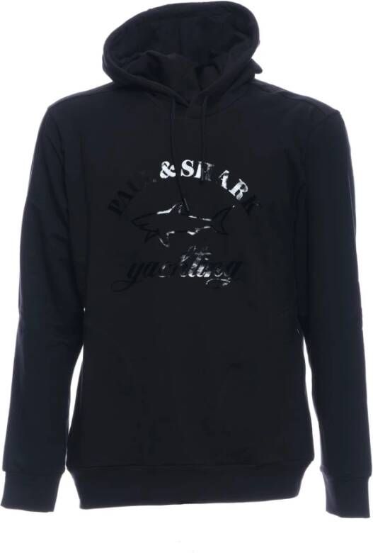 PAUL & SHARK Zwarte hoodie met glanzend logo Black Heren