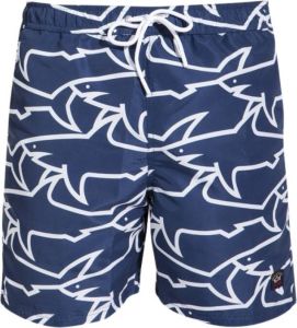 PAUL & SHARK zwembroek donkerblauw haaien print
