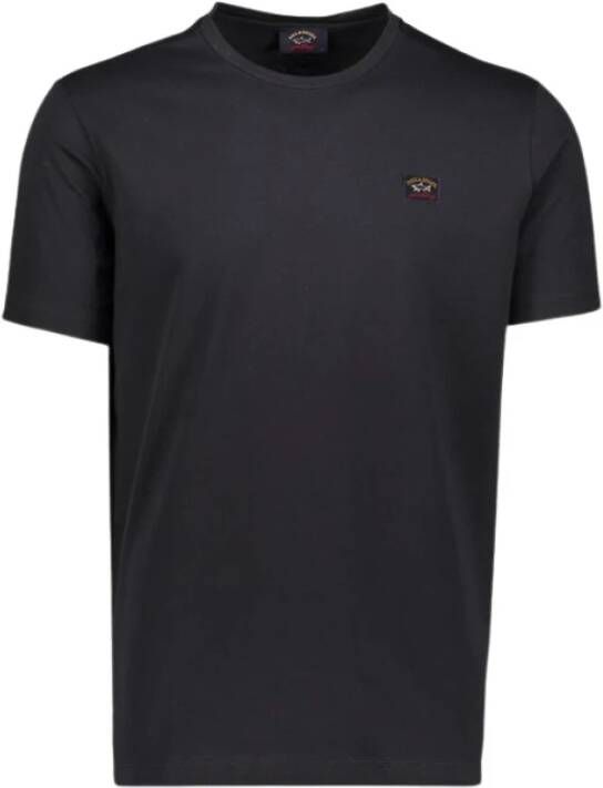 PAUL & SHARK Biologisch Katoenen Patch T-shirt Zwart Heren