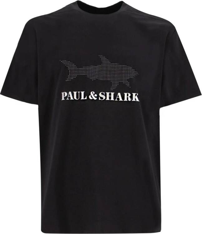 PAUL & SHARK Biologisch katoenen T-shirt met iconisch logo Zwart Heren