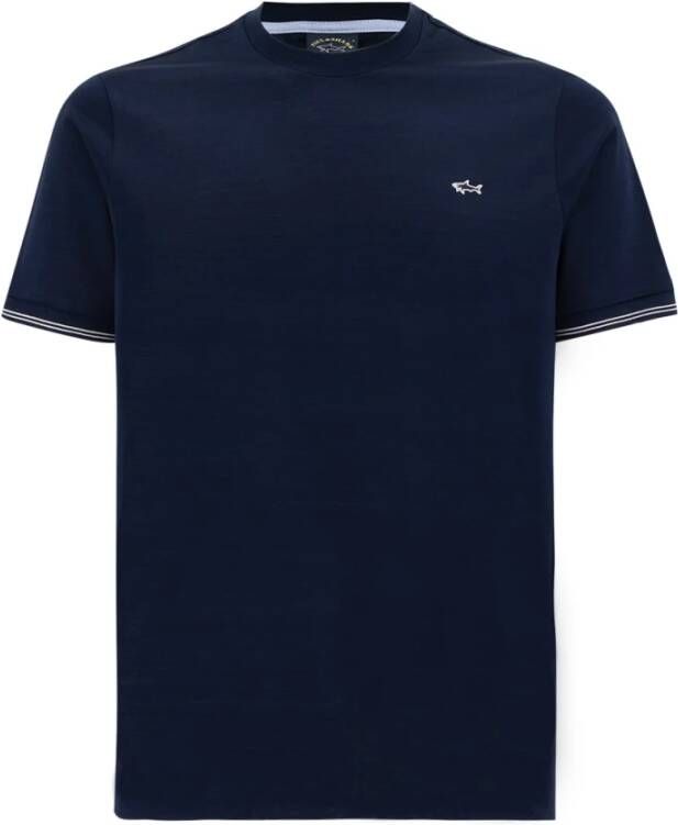 PAUL & SHARK Biologisch katoenen T-shirt met ronde halslijn Blauw Heren