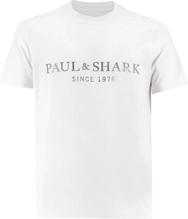 PAUL & SHARK Casual Crew-Neck T-Shirt met Stijlvolle Print Wit Heren