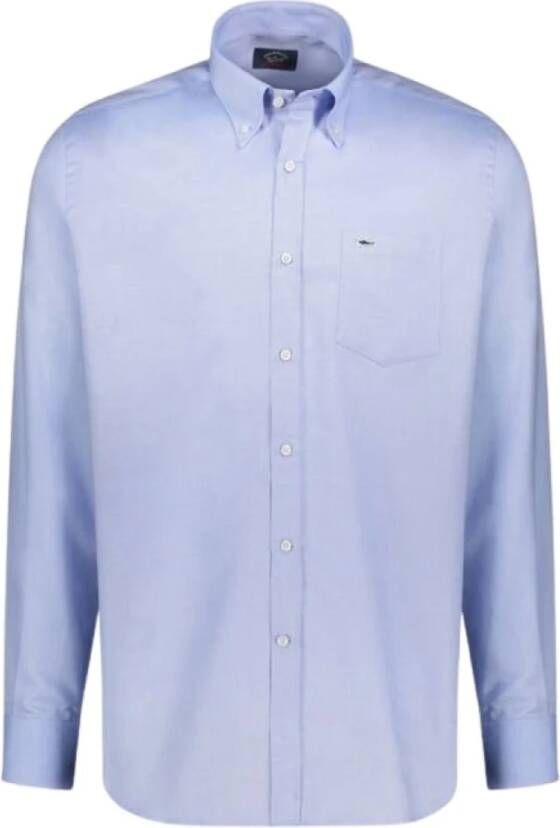 PAUL & SHARK Heldere Blauwe Oxford Overhemd met Button Down Kraag Blue Heren
