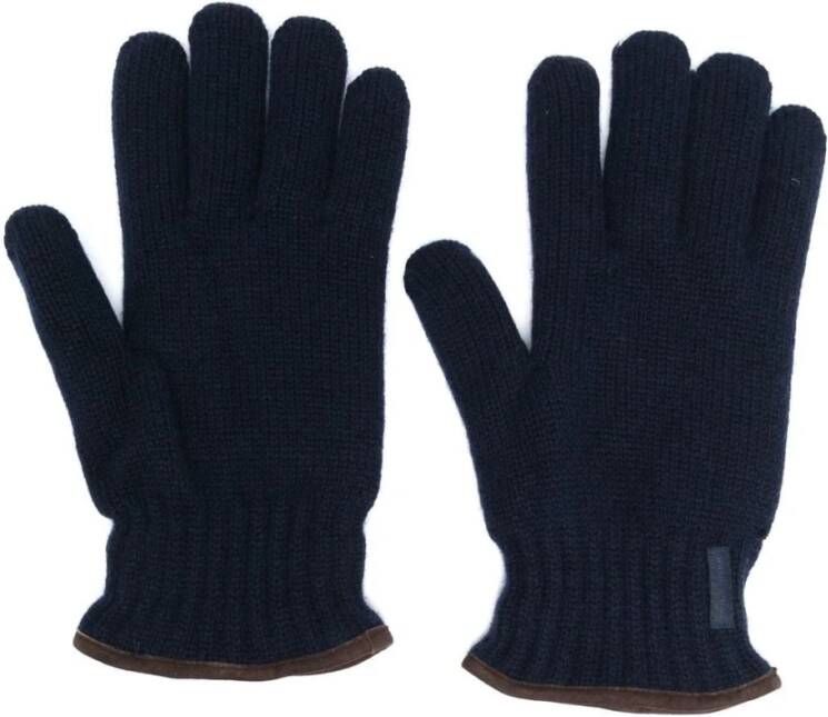 PAUL & SHARK Geribbelde wollen handschoenen 100% zuivere wol Blauw Heren