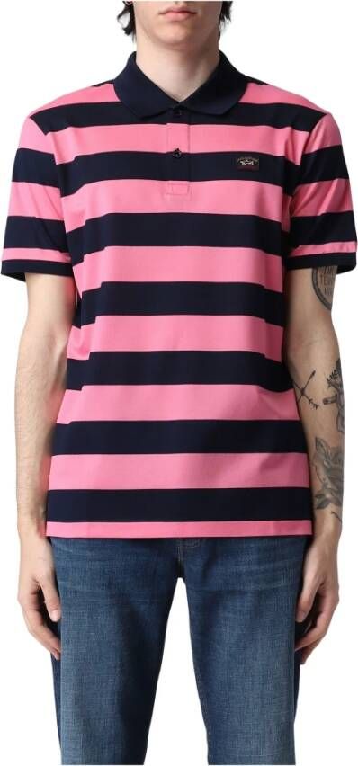 PAUL & SHARK Gestreept biologisch katoenen poloshirt Roze Heren