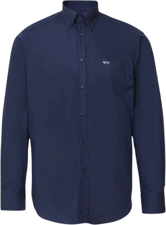 PAUL & SHARK Heren Overhemd 100% Katoen Blauw Heren
