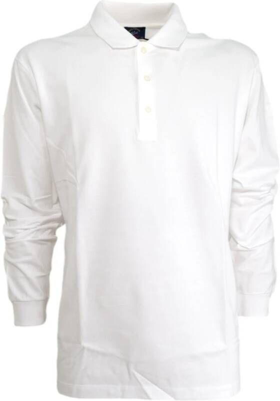 PAUL & SHARK Heren Polo Shirt met Lange Mouwen en Ventilatiegaten Wit Heren