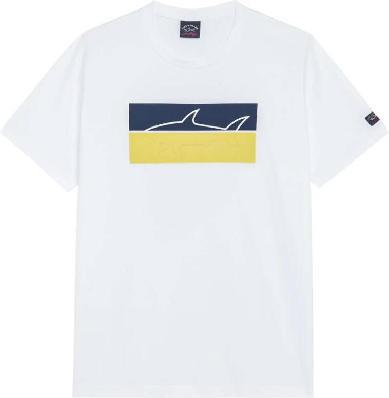 PAUL & SHARK Heren Wit Katoenen T-Shirt met Voorprint Wit Heren