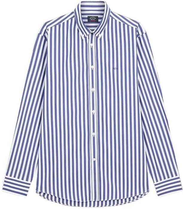 PAUL & SHARK Herenoverhemd van katoen in blauw met brede verticale strepen Blauw Heren
