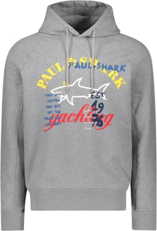 PAUL & SHARK Heren hoodie met kleurrijke print Gray Heren