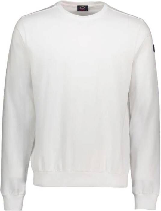 PAUL & SHARK Biologisch katoenen sweatshirt met iisch embleem Genser White Heren