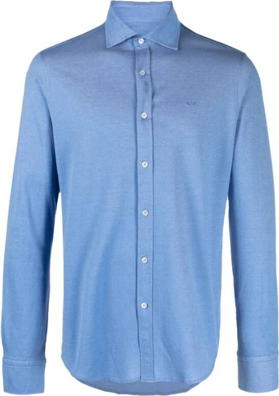 PAUL & SHARK Katoenen shirt met geborduurd logo Blauw Heren