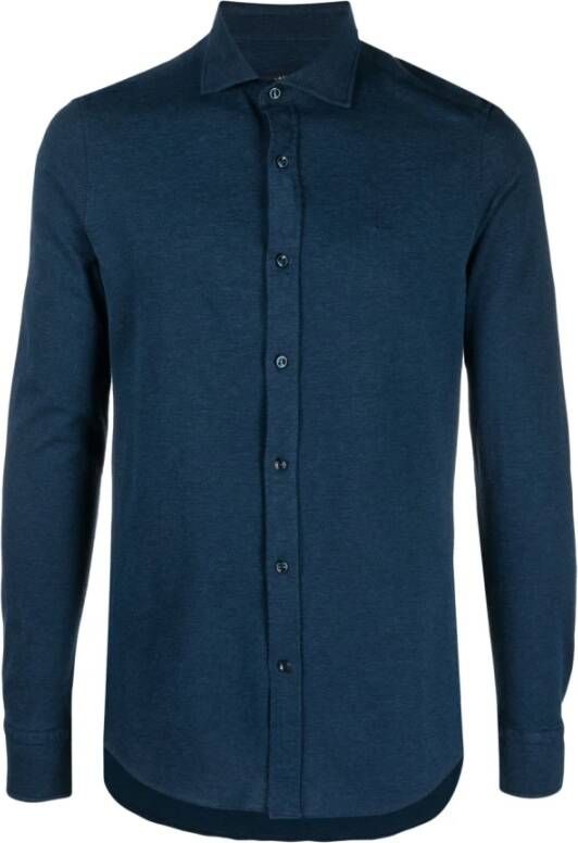 PAUL & SHARK Katoenen shirt met toon-op-toon logo Blauw Heren