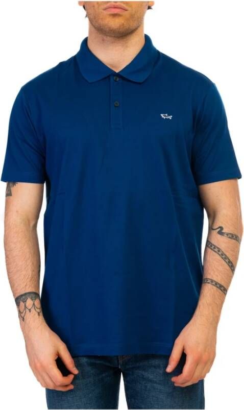 PAUL & SHARK Koningsblauw Poloshirt Klassiek Ontwerp 100% Katoen Blauw Heren