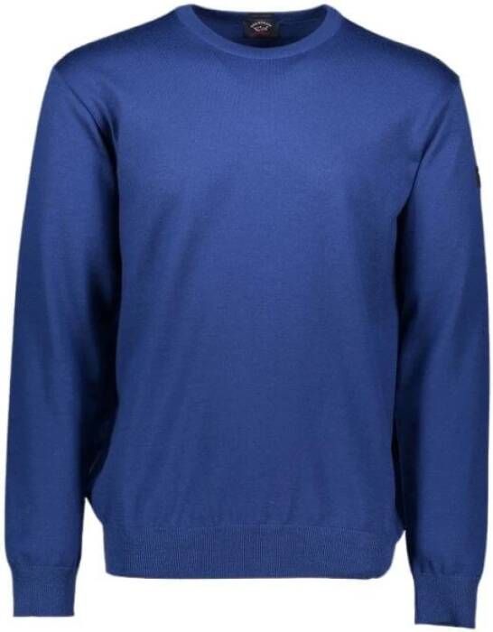 PAUL & SHARK Blauwe Sweaters met PaulShark Heritage Patch Blue Heren