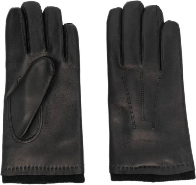 PAUL & SHARK Leren handschoenen 100% Leer Wol voering Zwart Heren