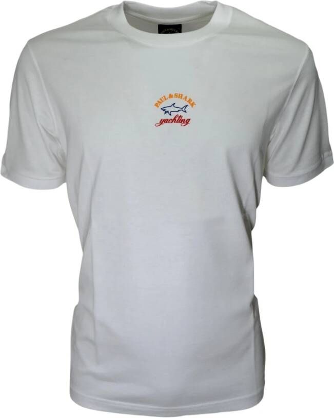 PAUL & SHARK Organisch Katoenen Logo T-Shirt Cop1096 Wit Dames
