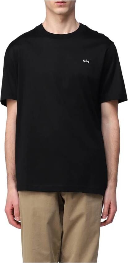 PAUL & SHARK Organisch katoenen T-shirt met logo detail Zwart Heren