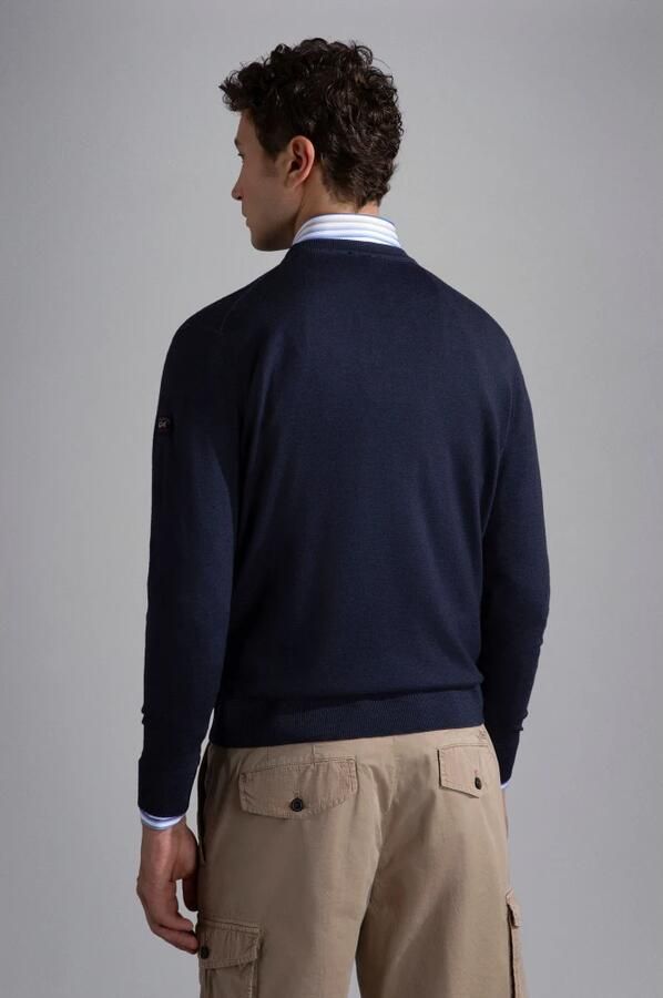 PAUL & SHARK Marineblauwe Gekleurde Biologisch Katoenen Crew Neck Trui Blue Heren - Foto 3