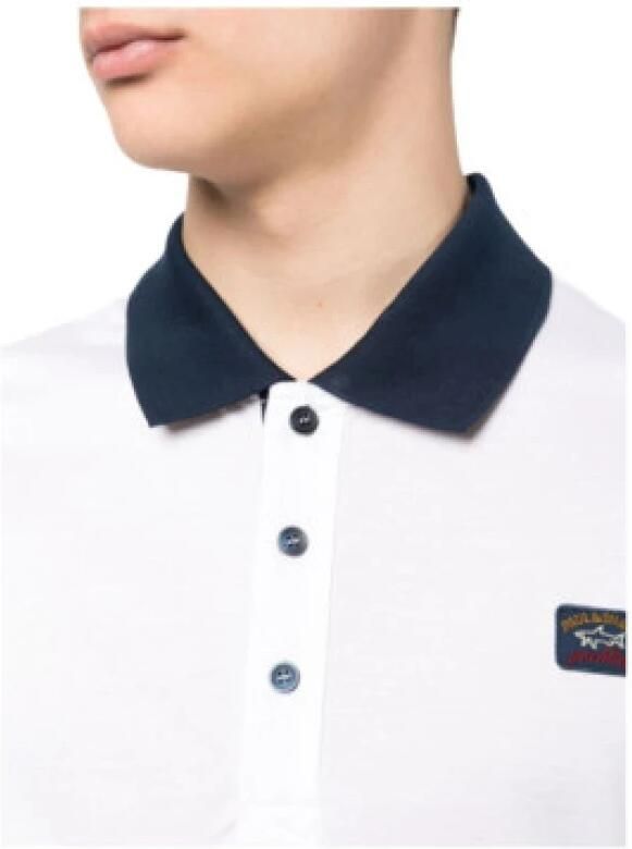 PAUL & SHARK Heren Gebreide Poloshirt C.w. C Hoogwaardig Katoen Wit Heren - Foto 2