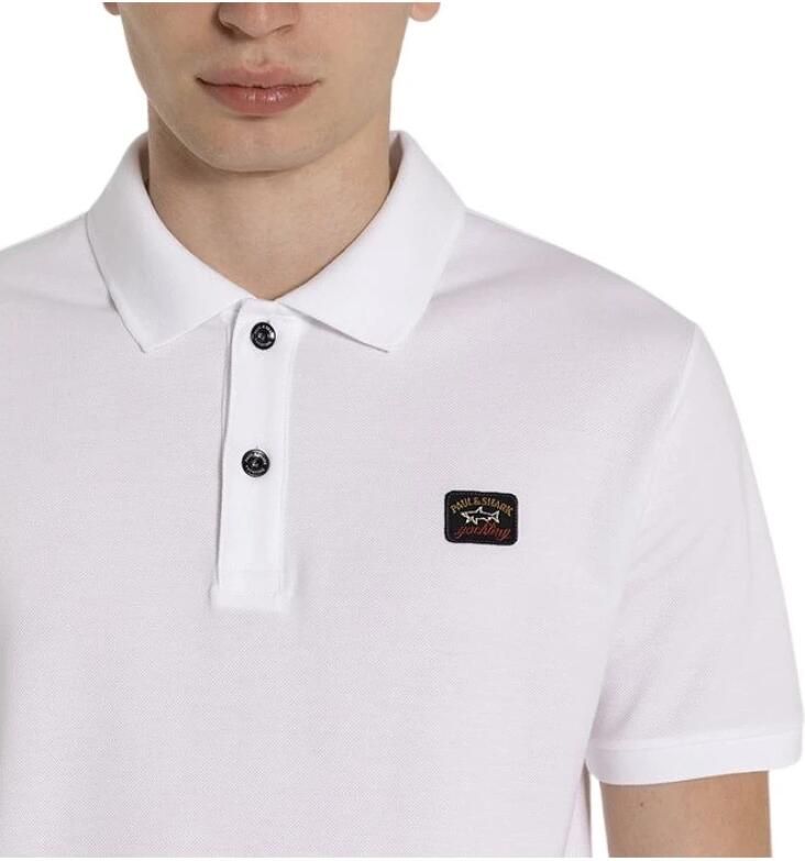 PAUL & SHARK Katoenen Piqué Organische Polo in Witte Kleur Cop1000 White Heren
