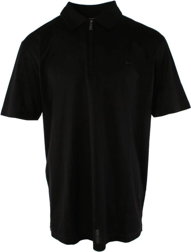 PAUL & SHARK Polo Shirt Hoge Hals Aansluitend Korte Lengte Zwart Punk Stijl Zwart Heren