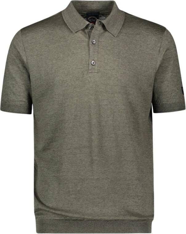 PAUL & SHARK Polo Shirt Linnen 3-Knopen Regular Fit Groen Heren